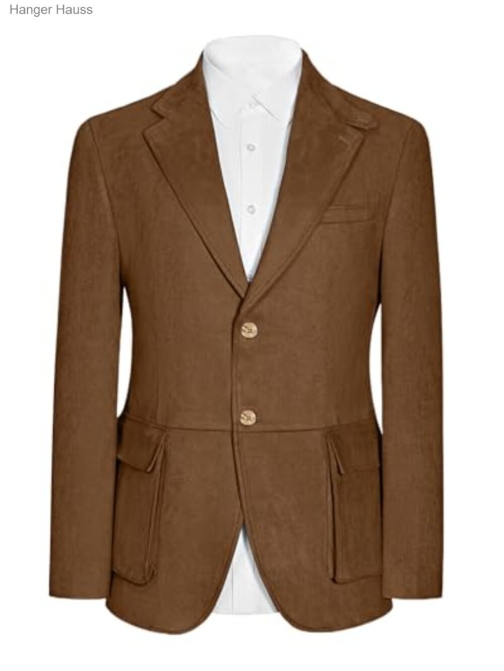 Men's Suede Notch Lapel Two Button Sport Coat Blazer Casual Western Wedding - Picture 2 of 6
